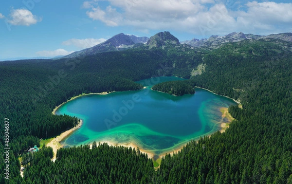 Obraz Black Lake in Durmitor National Park in Montenegro, aerial view