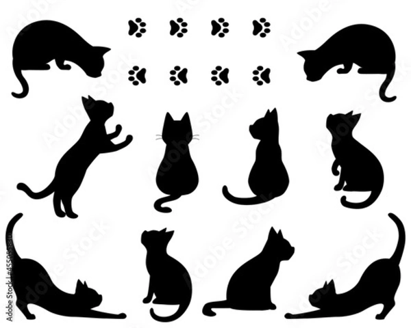 Obraz ネコのシルエットイラストセット