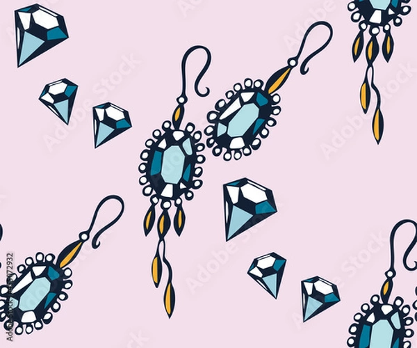 Fototapeta Vector background hand drawn jewelery. Hand drawn ink illustration. Modern ornamental decorative background. Vector pattern. Print for textile, cloth, wallpaper, scrapbooking