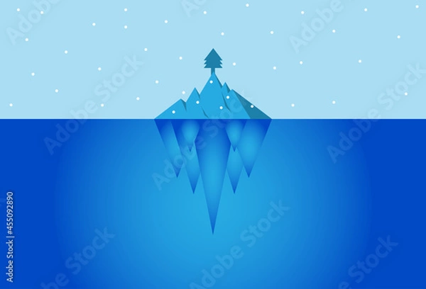 Obraz christmas tree on top of iceberg