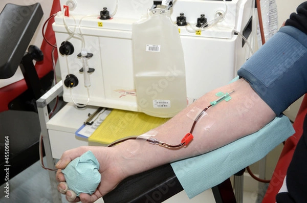 Obraz Arm mit Kanüle bei der Blutspende
