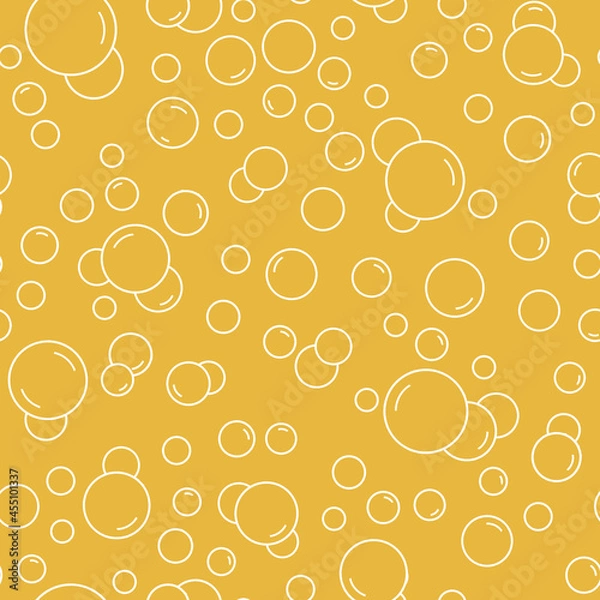 Obraz Bubbles seamless pattern. Oktoberfest pattern. Yellow white color beer texture. Fizzy water background, abstract soda wallpaper.