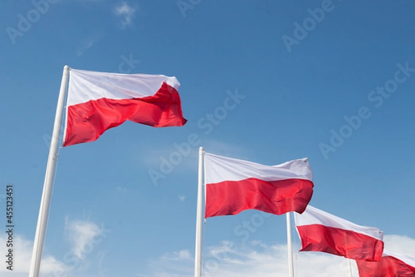 Obraz Polish flags on masts