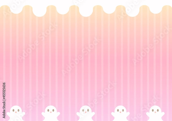 Fototapeta 背景　おばけ　ストライプ　紫オレンジ　パステルカラー