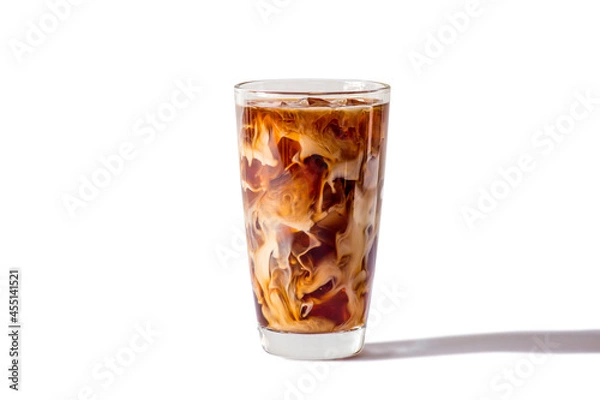 Obraz Glasses of coffee milk on white background. Cold beverage tasty. Iced latte. Clipping path photo.