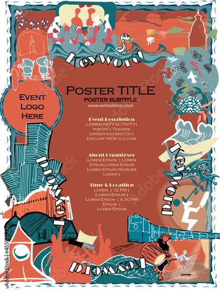 Obraz Artistic template for posters, book cover , magazine for any cultural event or exibition. It  the exhibition of performing & visual art.    