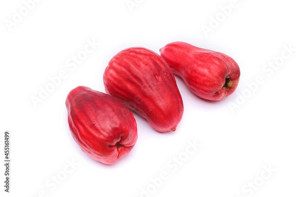 Fototapeta Jambu Bol or Jambu Jamaica isolated on a white background also known as Malay red rose Apple (Syzygium Malaccense).
