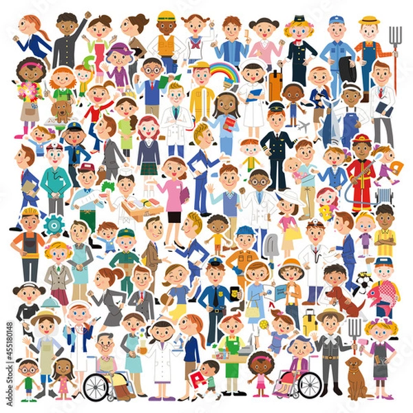 Fototapeta 重なり合う地域の人々集合