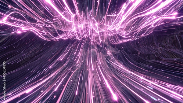 Obraz Glowing dynamic flow. 3D rendering
