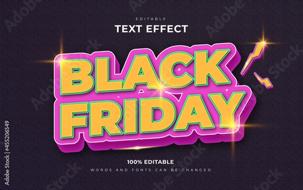 Fototapeta Black friday retro editable text effect stlye template