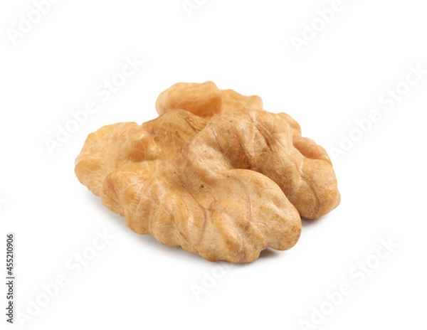 Fototapeta Half of ripe walnut isolated on white