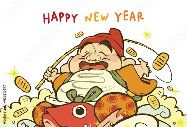 Obraz 2022年　寅年　年賀状　えびす様のイラスト