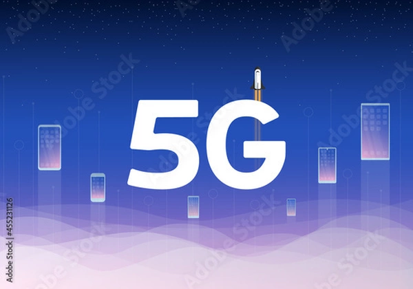 Obraz 5g network technology illustration with space background