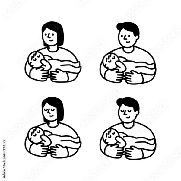 Obraz 赤ちゃんを抱っこするイラスト素材