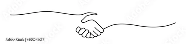 Fototapeta Handshake, agreement, introduction banner hand drawn with single line