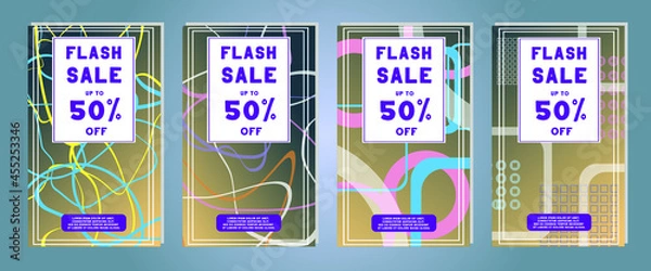 Fototapeta Web stories and discount banner. Gradient colorful template for discount and flash sales