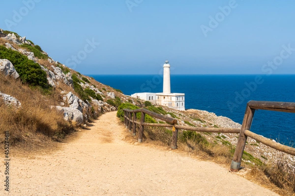 Obraz The lighthouse of Punta Palascia is the most easterly point of Italy and marks the meeting of the Ionian Sea and the Adriatic Sea, Otranto, Apulia, Italy