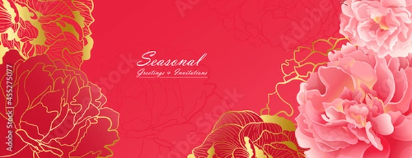 Obraz Dark pink peony header banner