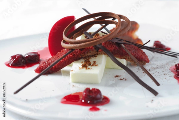 Obraz cherry dessert  with chocolate