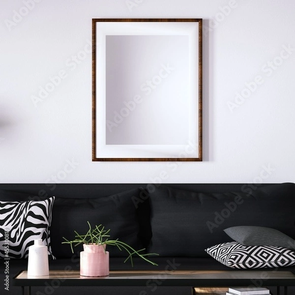 Obraz Modern Interior with Geometric Decorations with Empty Art Print Frame Mockup On Walls