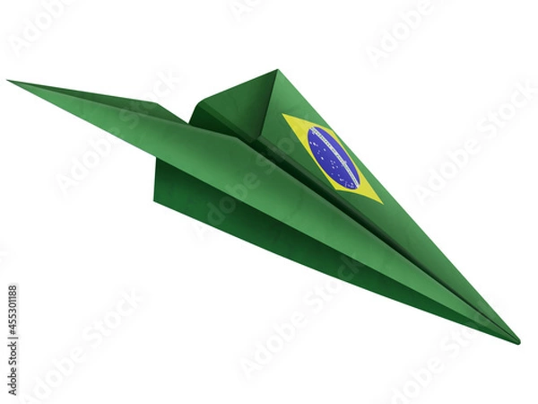 Obraz 3d illustration of a paper airplane with the flag