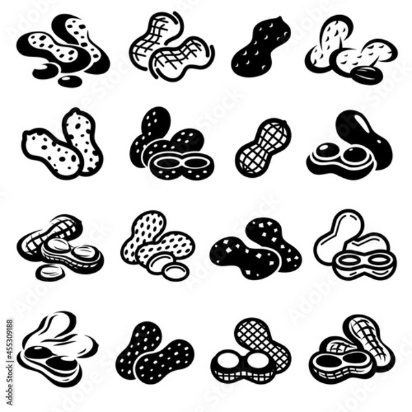 Fototapeta Peanuts set. Collection icon peanuts. Vector