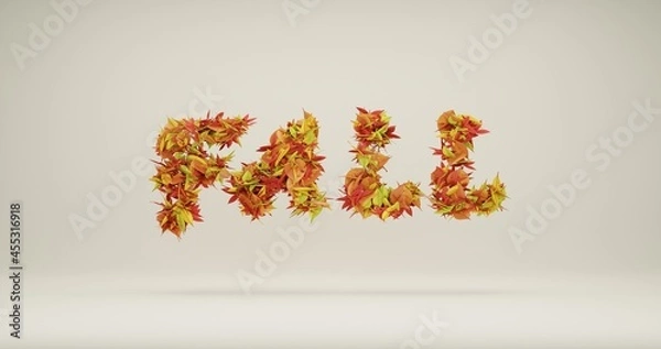 Fototapeta Colorful Autumn Leaves. Autumn Leaves 3d illustration. Fall leaves. 3d effect Leaves Background