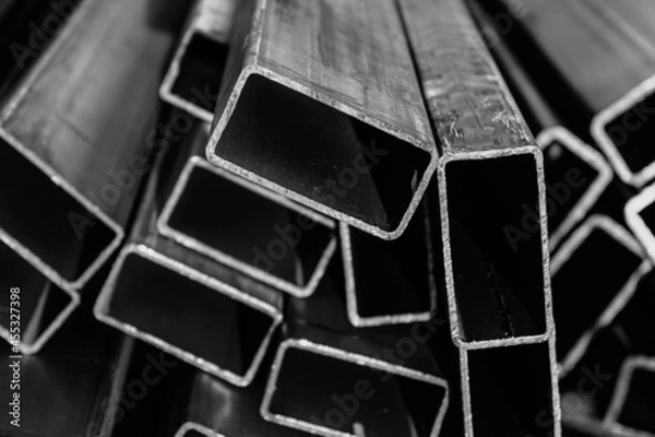 Fototapeta Metal pipes made of rectangular profile