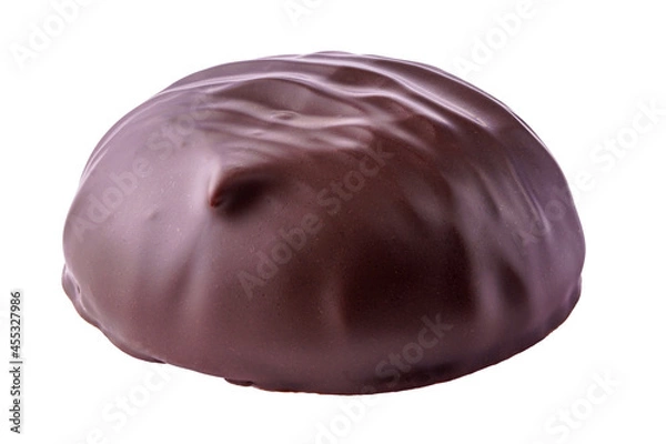 Obraz Chocolate covered marshmallow isolated on white background