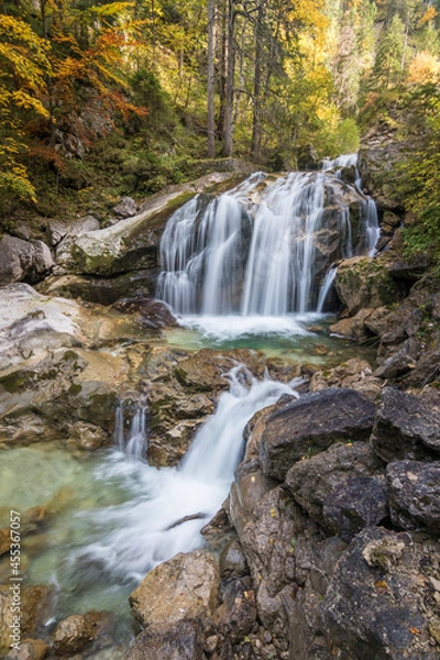 Fototapeta waterfall in the forest  in Autumn