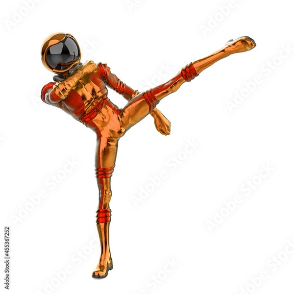Fototapeta retro astronaut doing a side kick