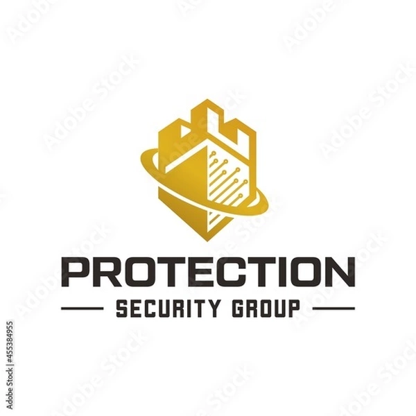 Fototapeta Shield logo design. Shield and fortress logo design. Logo for security company.