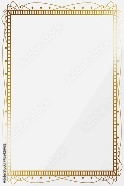 Fototapeta 高級感のあるビンテージ背景　長方形　縦　ホワイト＆ゴールド