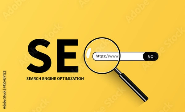 Obraz WebSEO Search engine optimization concept with magnifying glass vector