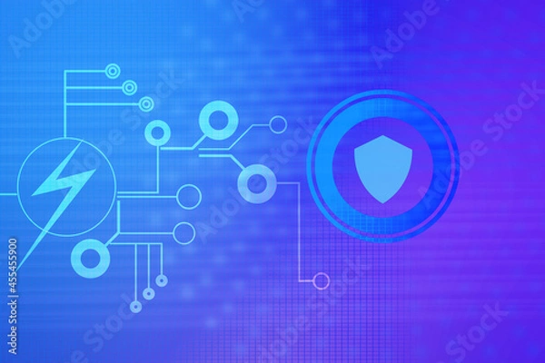 Fototapeta 2d illustration shield security futuristic background
