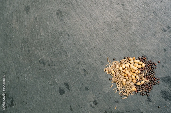 Obraz Spices on Black Slate Tile
