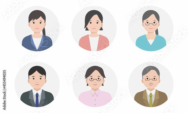 Obraz にこやかな男女のビジネスマンのアイコンセット