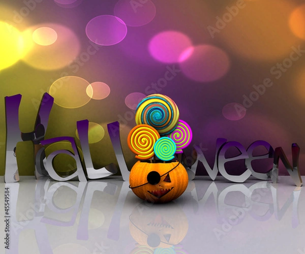 Obraz 3D background of halloween - pumpkin with licks licks