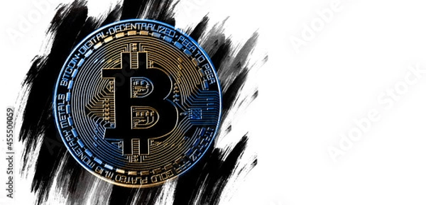 Obraz bitcoin on white background - copy space