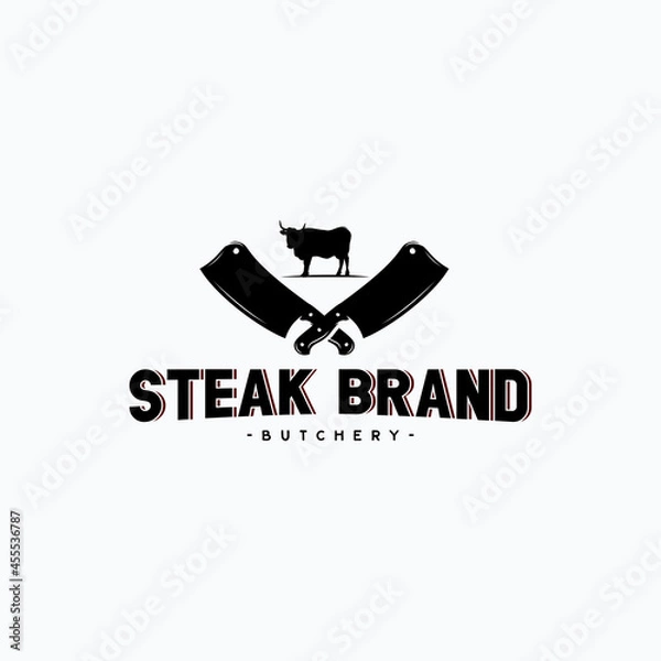 Obraz Butcher shop logo vector illustration