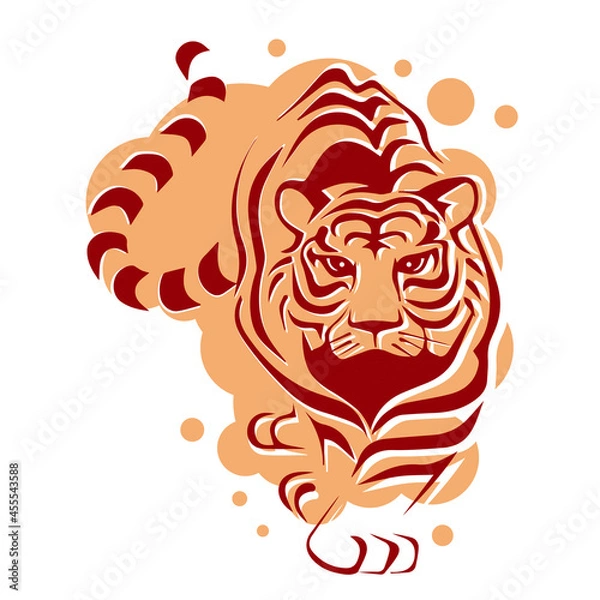 Fototapeta Vector image of a tiger. The symbol of the year. Ready-made logo.