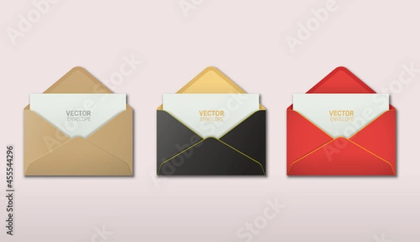 Obraz Vector set of realistic Opened envelope with invitation card