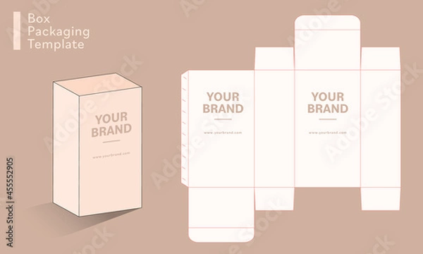 Obraz Premium paper box die cut template with 3d mock up, supplement box, square box, Packaging template, Vector illustration EPS10.