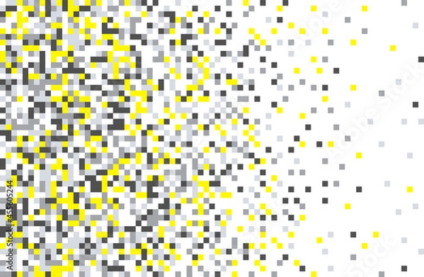 Fototapeta Pixel background. Abstract small squares are yellow and gray. Vector illustration, gradient, dissolution, technology.