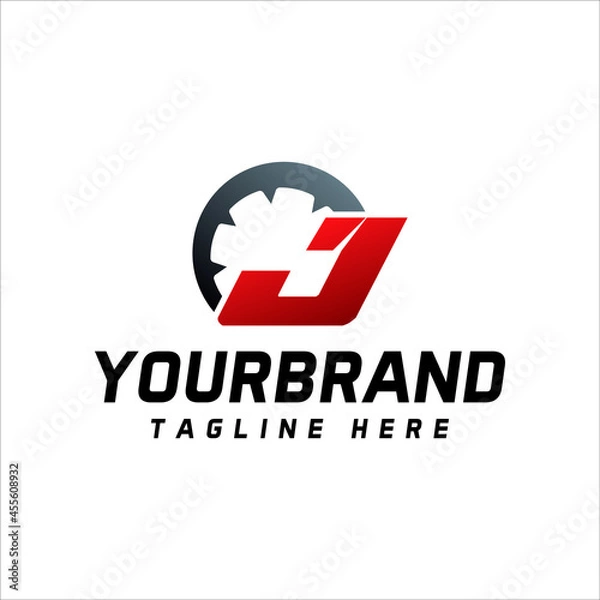 Fototapeta Letter J speedometer logo. Speed logo with vector illustration