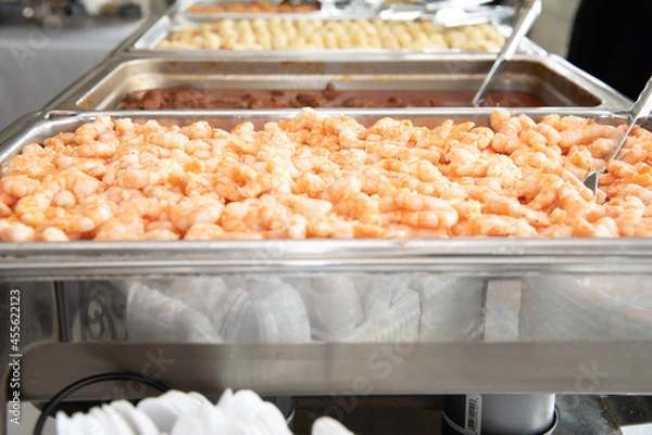 Fototapeta shrimp tray served buffet style