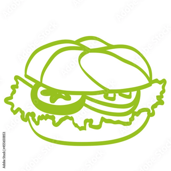 Obraz Handgezeichneter Burger in hellgrün