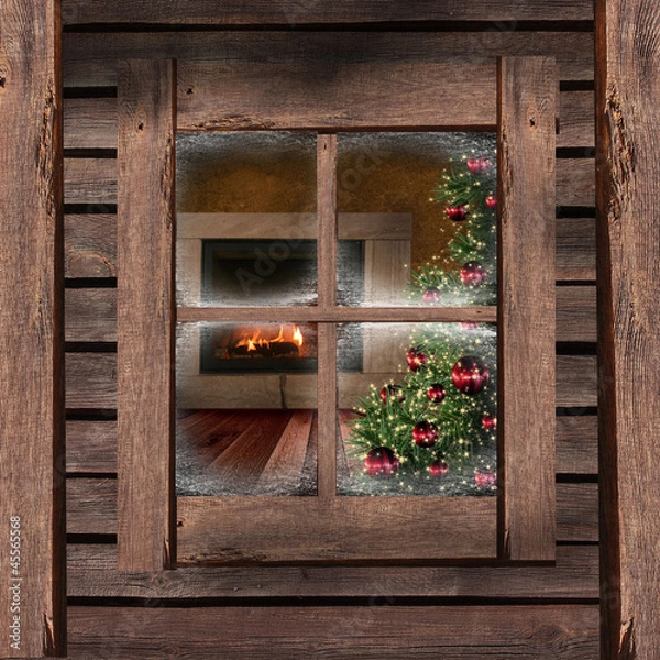 Fototapeta view from christmas window