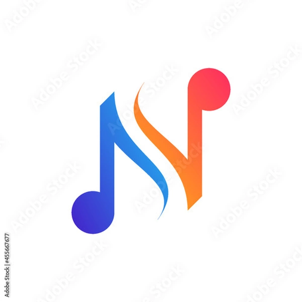 Fototapeta N letter logo for music