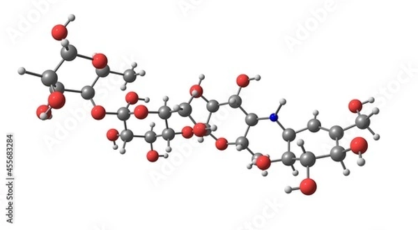 Fototapeta Acarbose molecular structure isolated on white